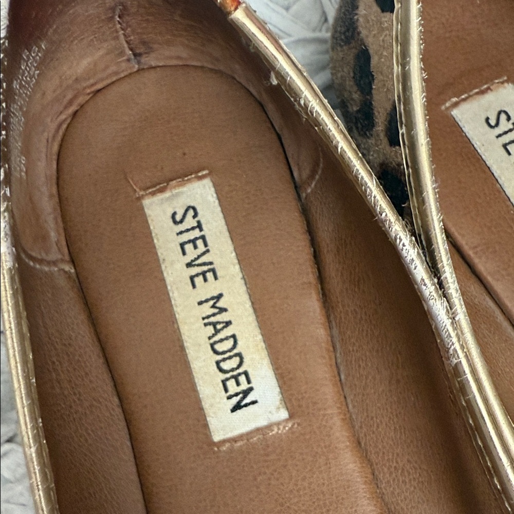 Steve Madden Gold and Black Studded Loafers - Picture 2 of 3